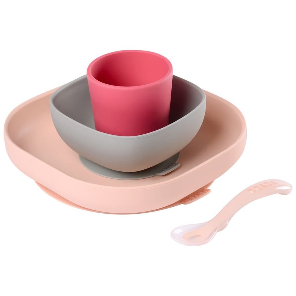 Set di stoviglie in Silicone morbido per bambini piatti per l'alimentazione  del bambino piatto ventosa ciotola bavaglini cucchiaio forchetta Set  stoviglie antiscivolo per bambini senza BPA