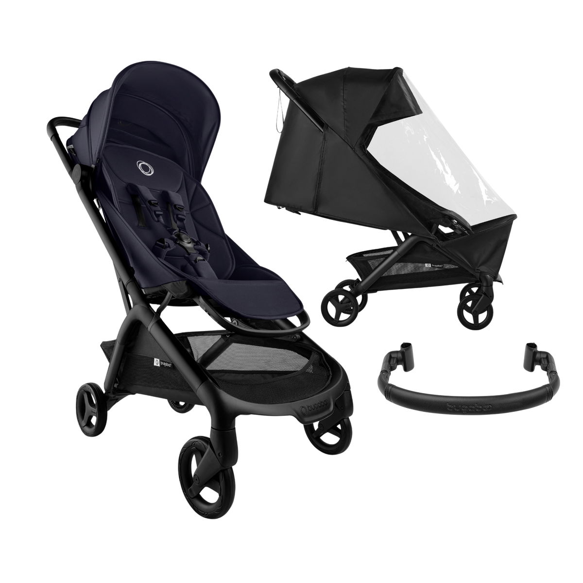 Kinderwagen mit Sitz, Regenschutz und Sicherheitsb&uuml;gel