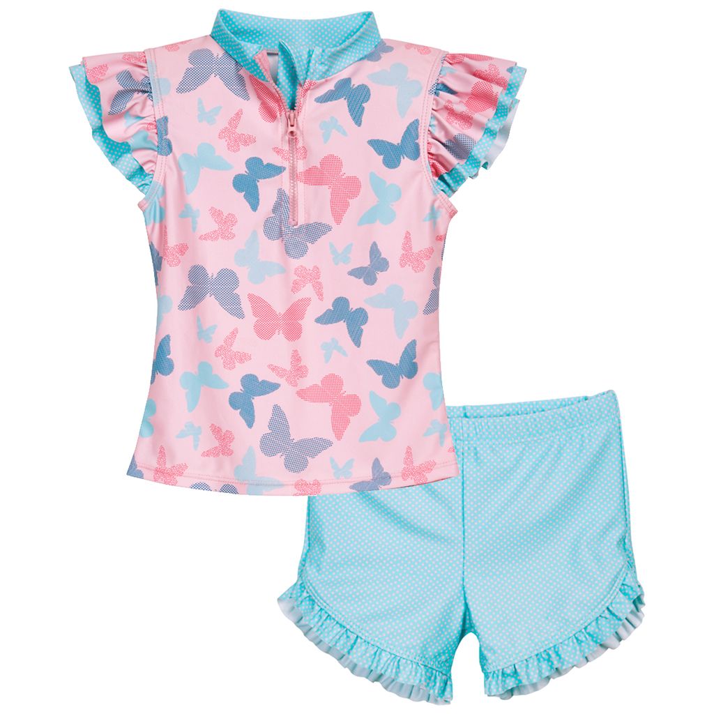 Playshoes Ensemble Baignade Anti-UV 2 Pièces – T-shirt Rashguard + Short De Bain – Protection Solaire Enfant Garçon Fille
