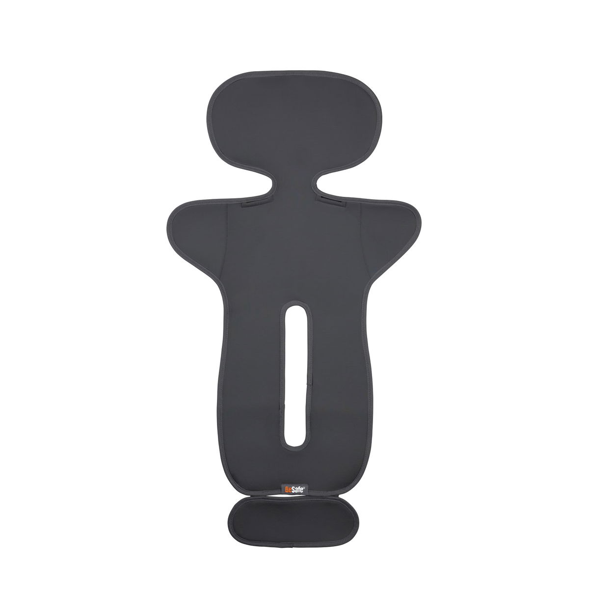 Schwarze Sitzauflage in ergonomischer Form auf weissem Hinte