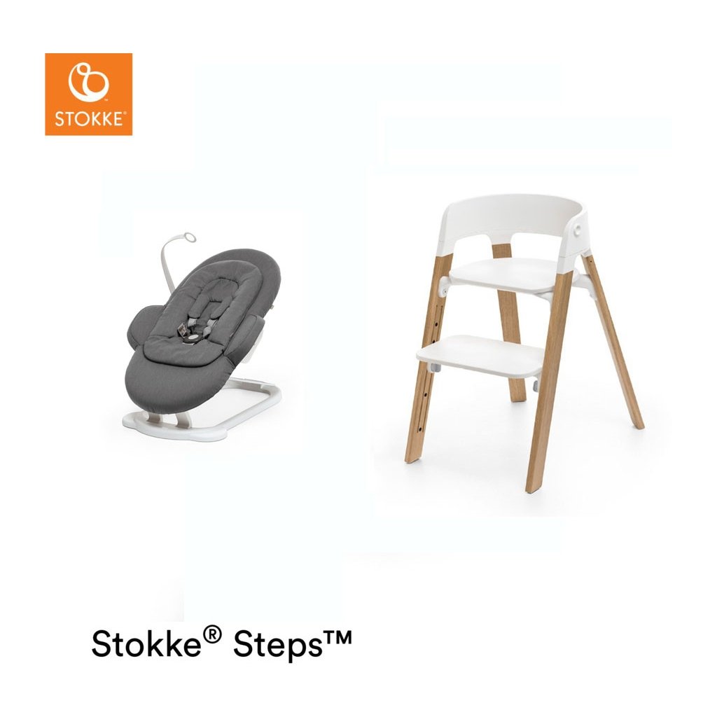 STOKKE Steps High Chair Oak with Bouncer comfortable and versatile