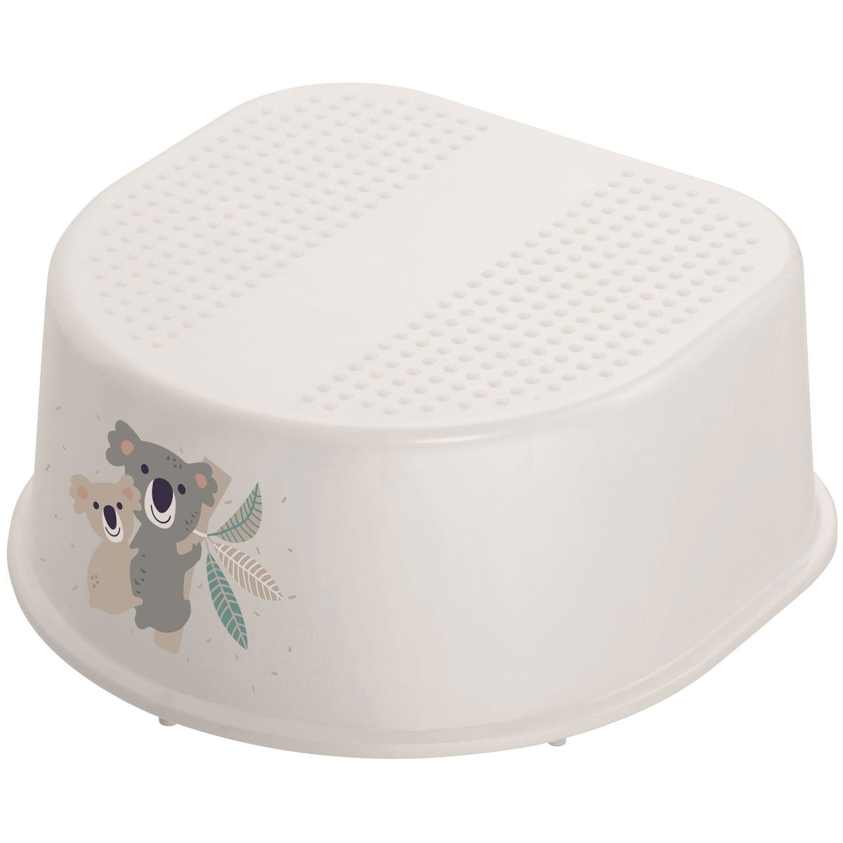 Weisser Tritthocker mit Koala-Motiv und Noppenfl&auml;che