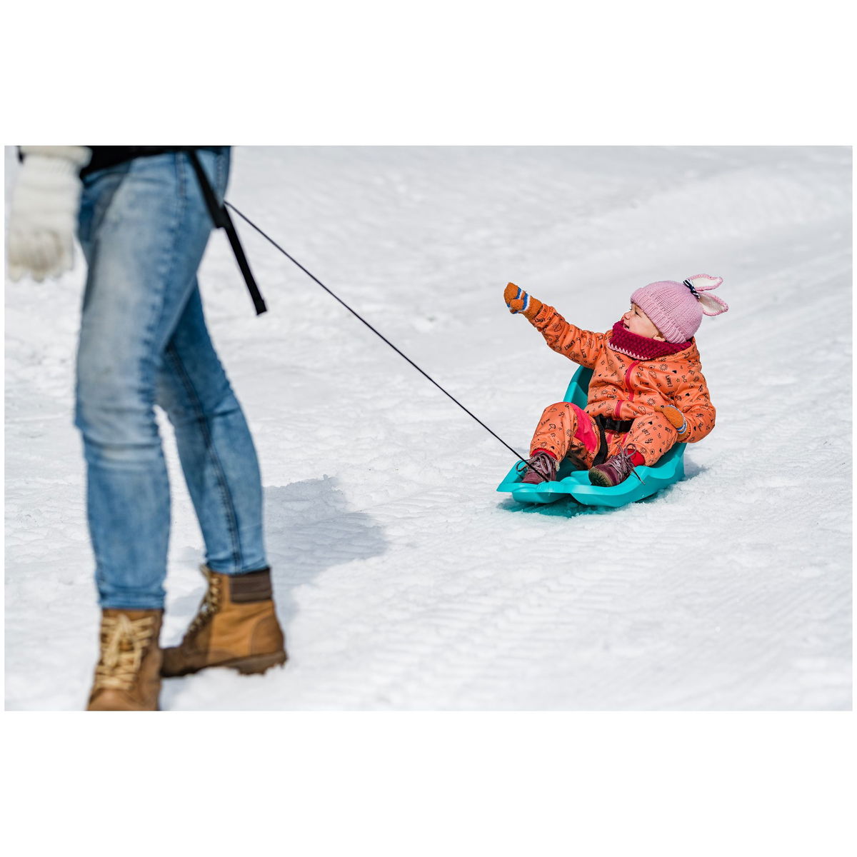 Slitta per bambini, slitta da neve con volante e sedile Slitta per bambini, slitta da neve con volante e sedile