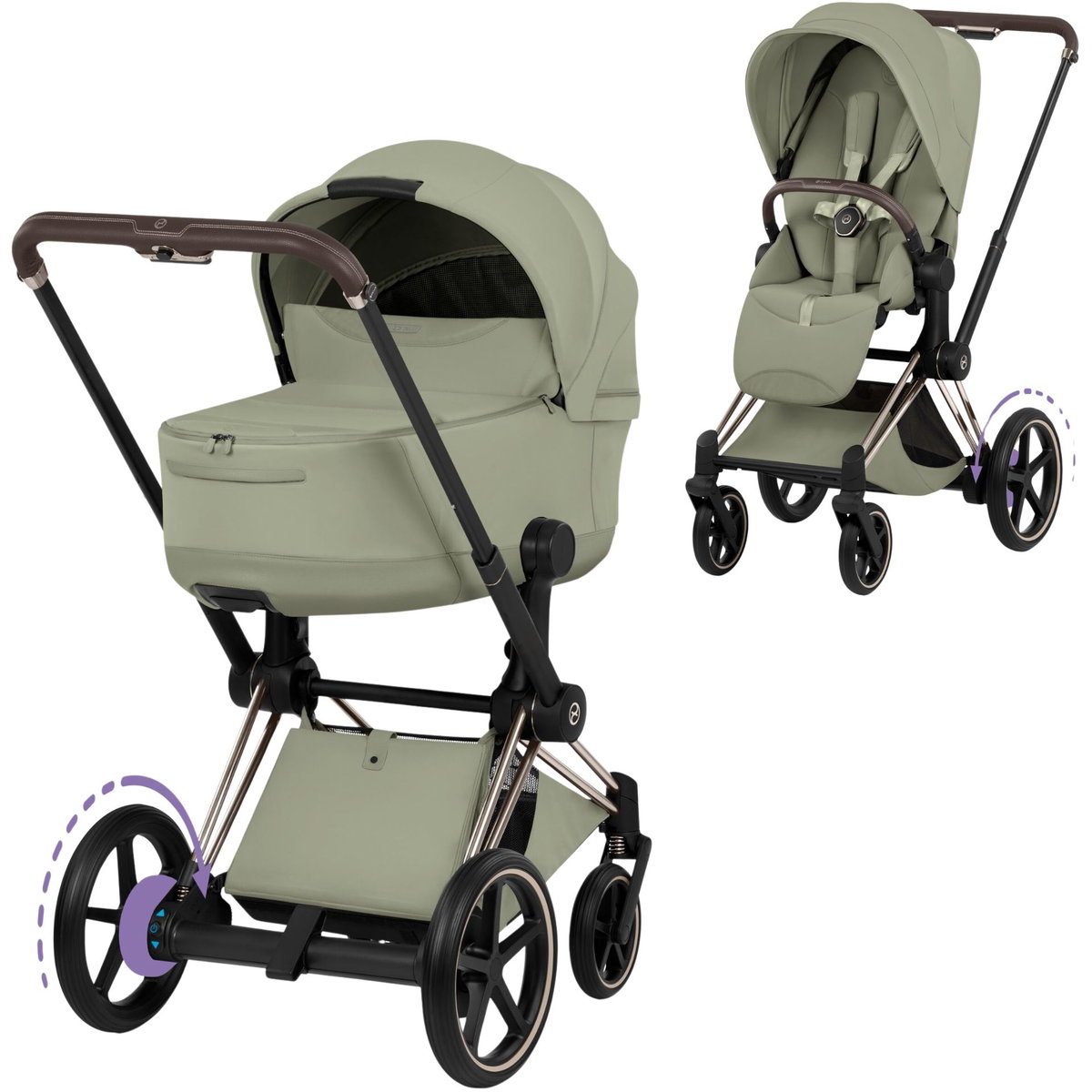 Product Image for CYBEX ePriam Style champagne gold Set sage green mid green
