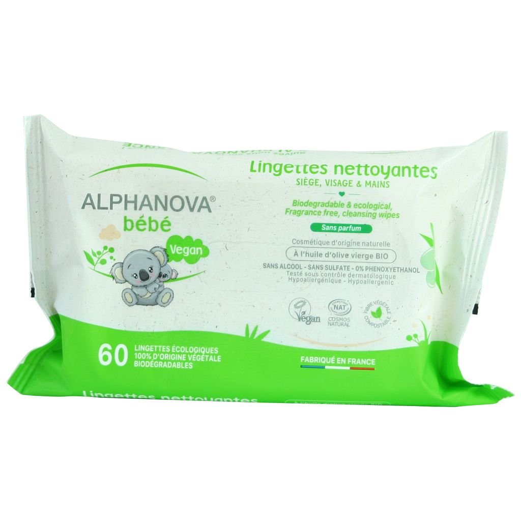 Alphanova Lingettes nettoyantes biodégradables