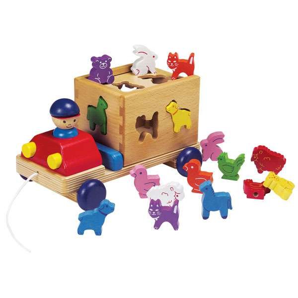 Spielba Pull Truck with Animals and Sorting Game