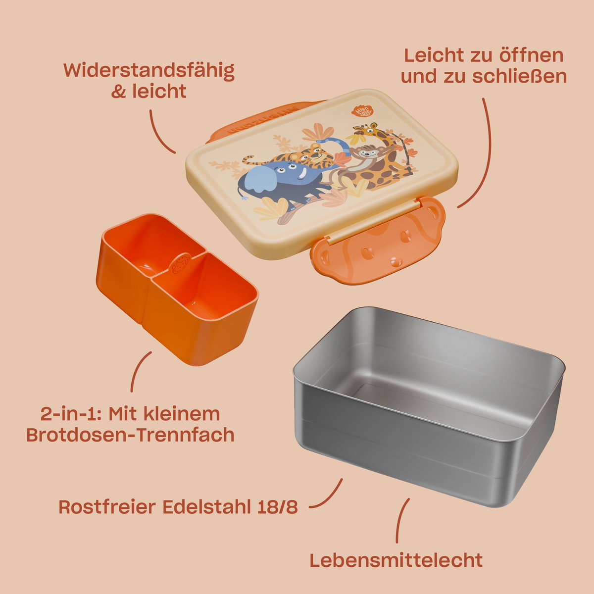 Affenzahn Edelstahl Brotdose für Kinder