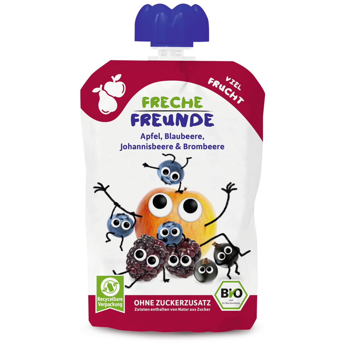 Product Image for Freche Freunde Bio Pouch Apfel Blaubeere Johannisbeere und Brombeere