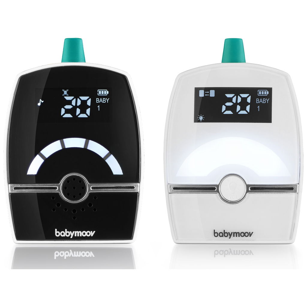 Zwei digitale Babyphone mit Display in Schwarz und Weiss