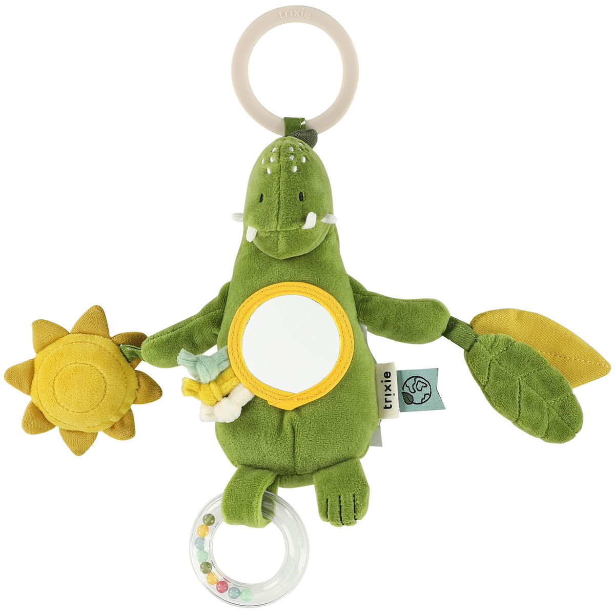 Weiches grünes Spieltier zum Aufhängen mit Spiegel und Greif