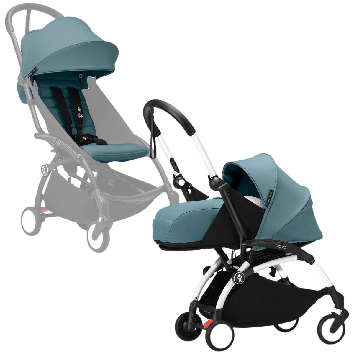 Product Image for STOKKE YOYO3 0+ white mit 6+ Textilset aqua für 1 Kind
