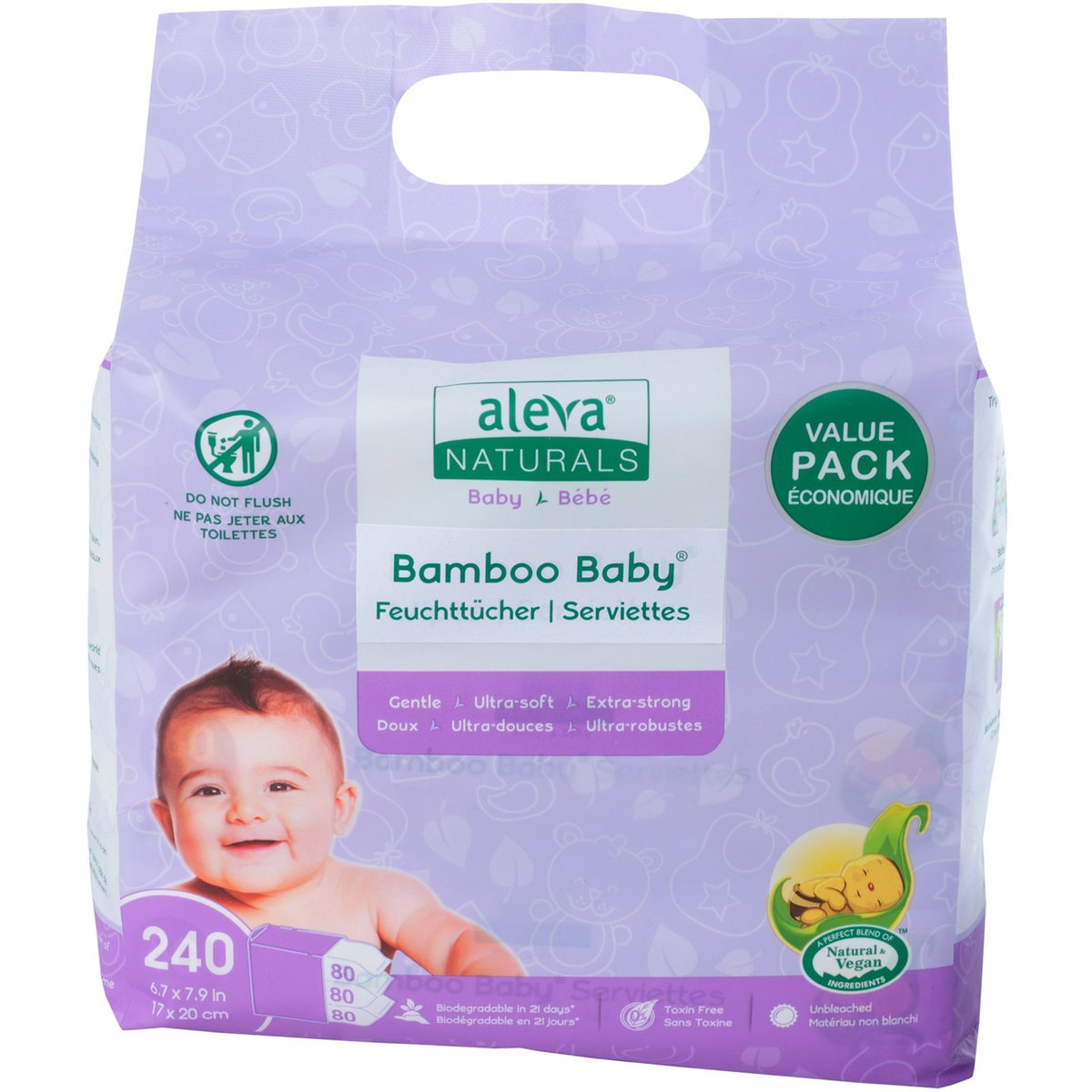 Product Image for aleva NATURALS Bamboo Baby Wipes Package size 240 piece