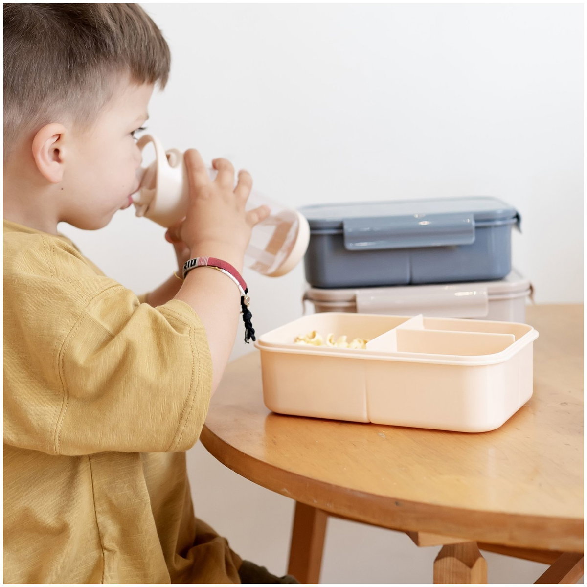 Silikon-Bento-Box Mit 3 Fächern – Lunchbox Für Erwachsene & Kinder, Mikrowellengeeignet, Spülmaschinenfest (Taupe)