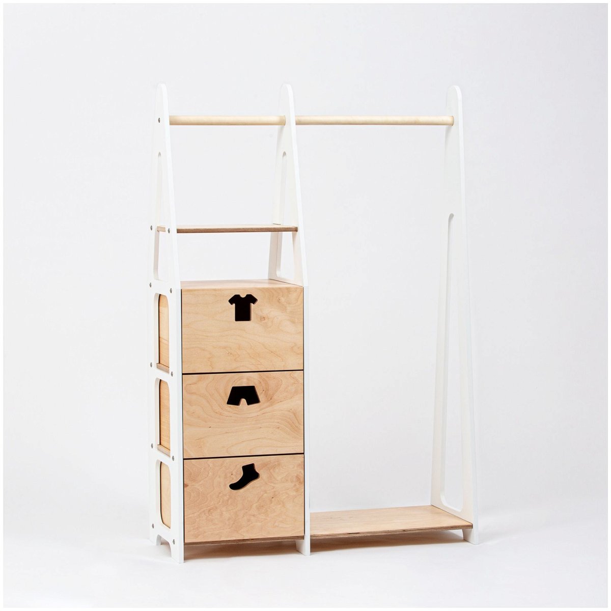 Armadio Bambini Duck WoodWorks Con Cassetti | 114x77cm | Blu | Organizzazione Vestiti E Giochi - Foto 5