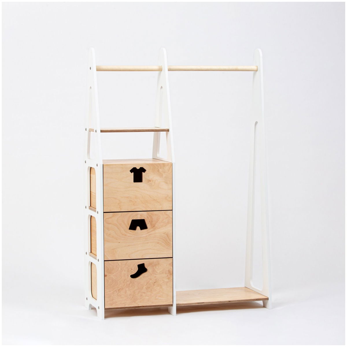 Armadio Bambini Duck WoodWorks Con Cassetti | 114x77cm | Blu | Organizzazione Vestiti E Giochi - Foto 5