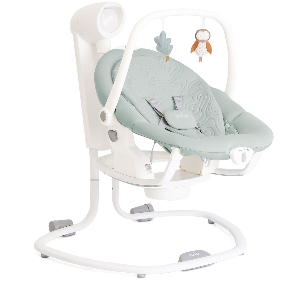 Babywippe in Mintgr&uuml;n mit Spielbogen und zwei Anh&auml;ngern