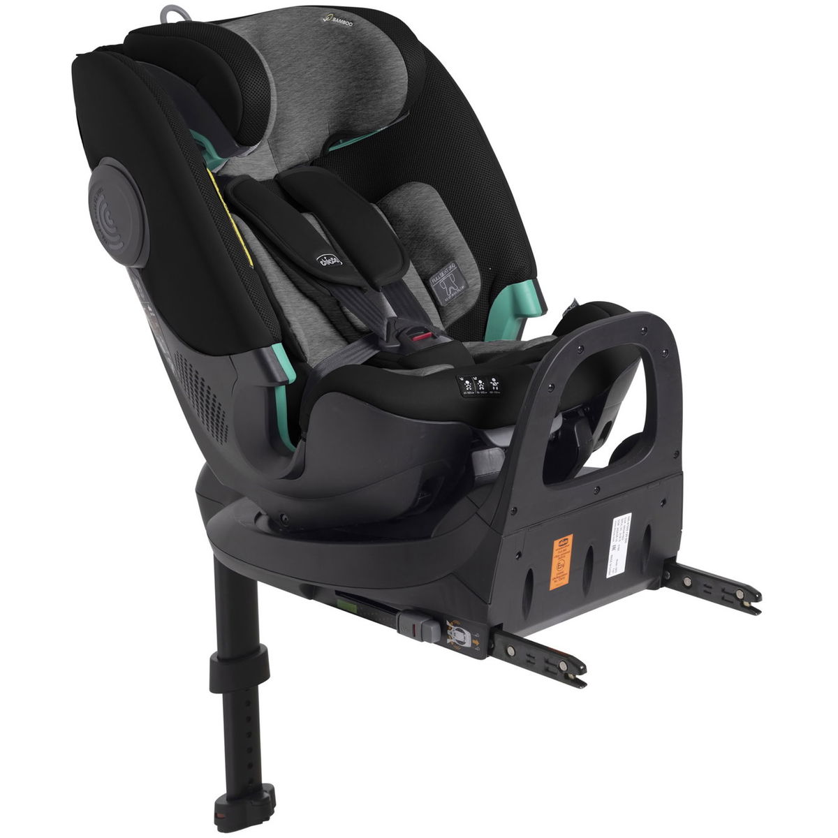 Kindersitz mit Isofix und Stützfuss in schwarz-grau