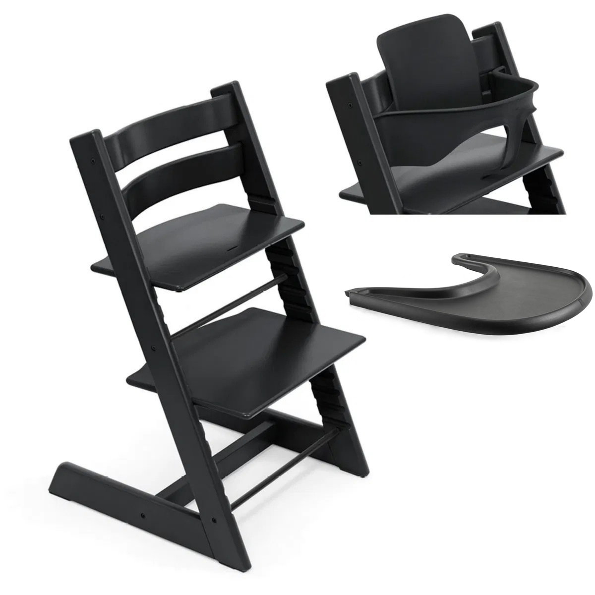 Product Image for STOKKE Tripp Trapp Hochstuhl inkl. Baby Set2 und Tray black Holz
