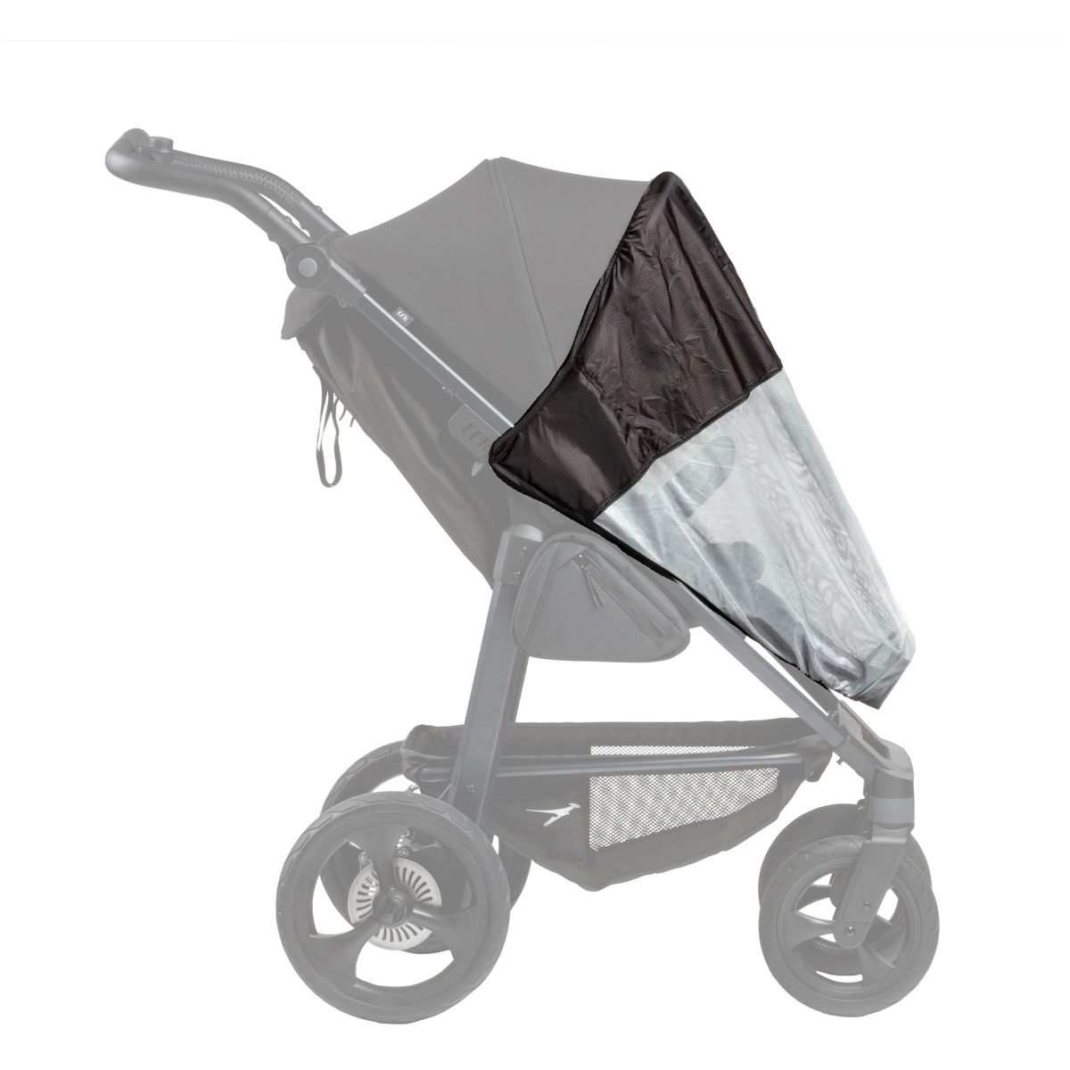 Kinderwagen mit montiertem Sportsitz Sonnenschutz, seitliche