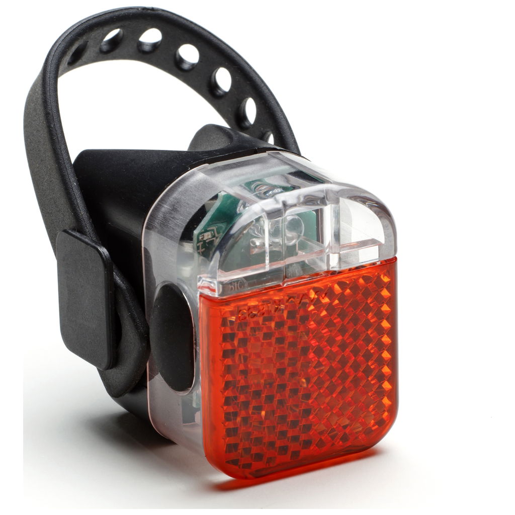Rotes Fahrrad-Rücklicht mit Reflektor und schwarzem Befestig