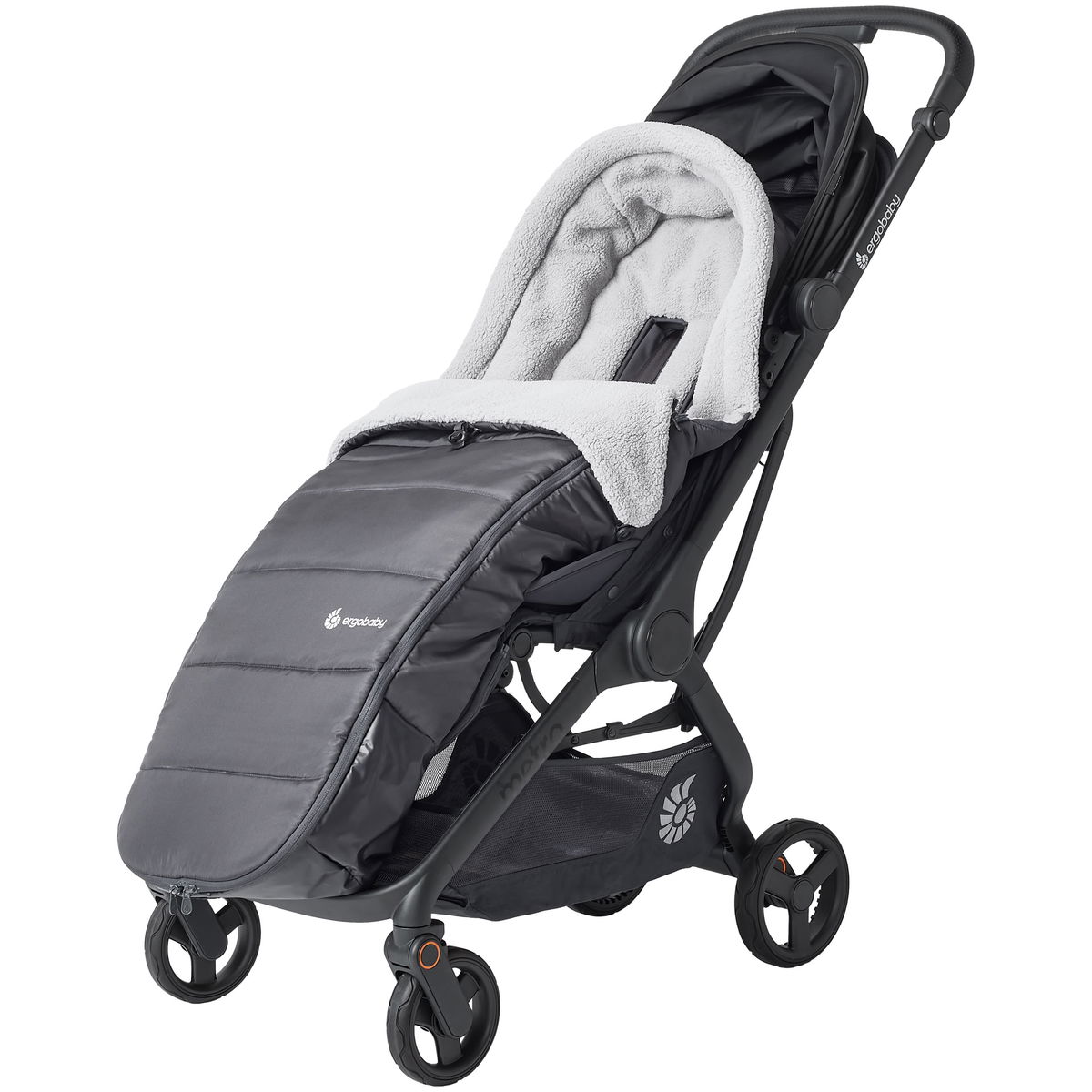 Dunkler Fusssack mit weichem Fleecefutter im Kinderwagen mon