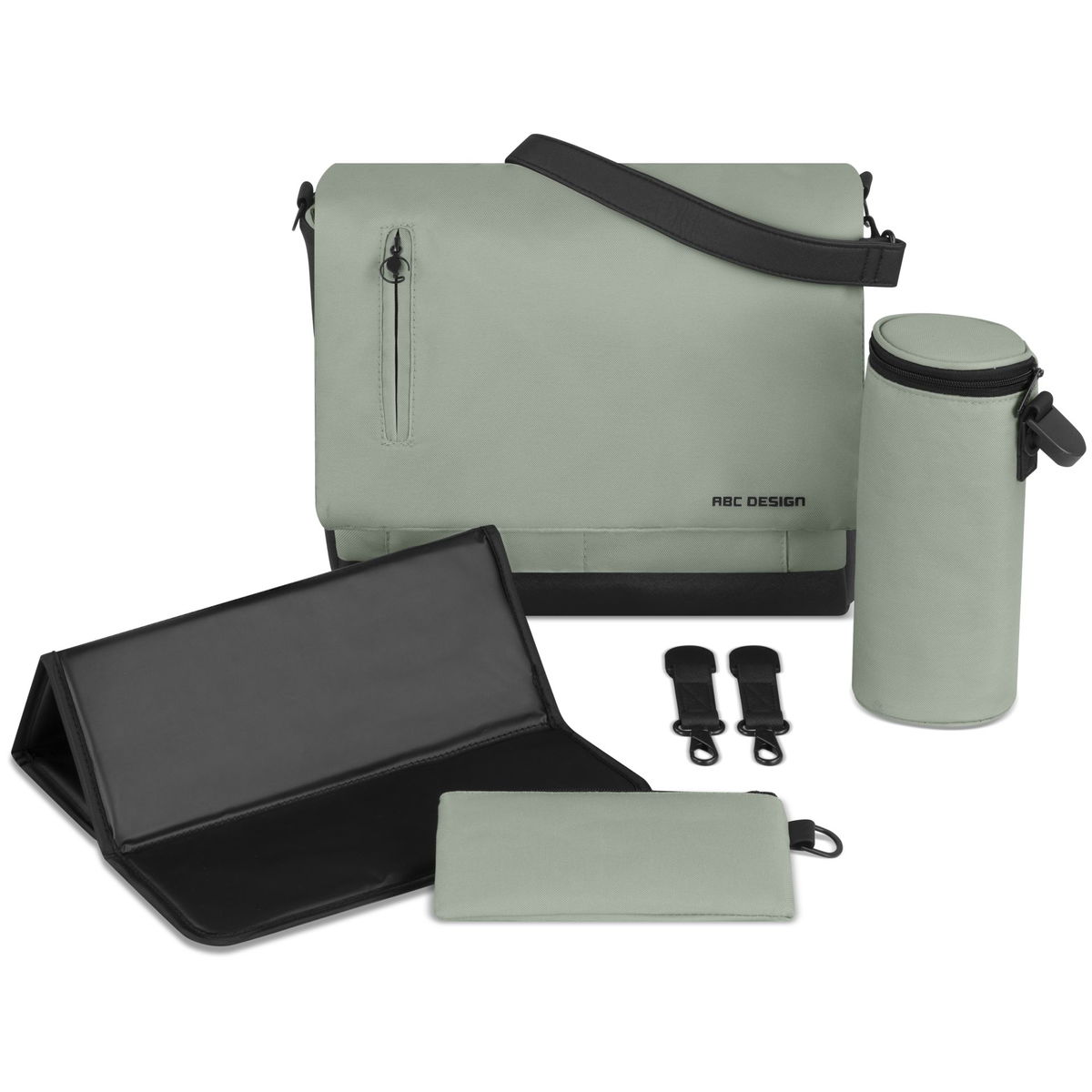 Wickeltasche, Flaschenhalter, Wickelunterlage und Zubehör in