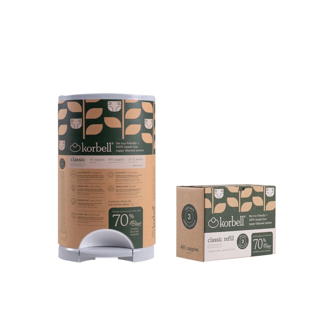 Product Image for Korbell set bidone pannolini riciclato