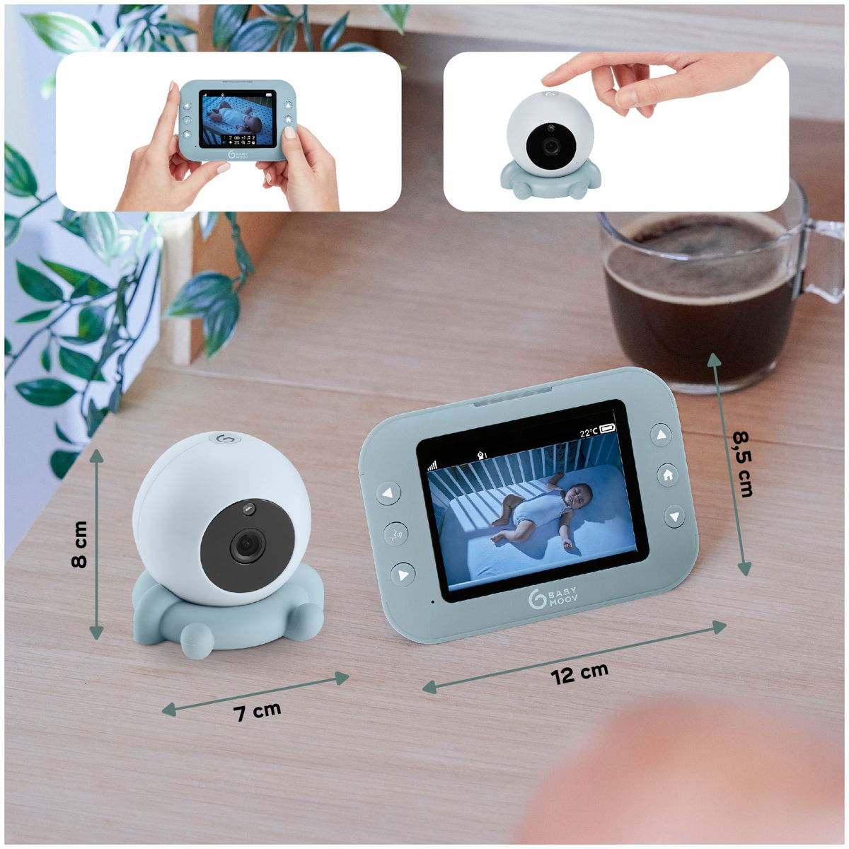 Babyphone Vidéo Babymoov YOO Moov Motorisé - Caméra 360°, Écran 4.3'', Portée 300m, Mode Nuit