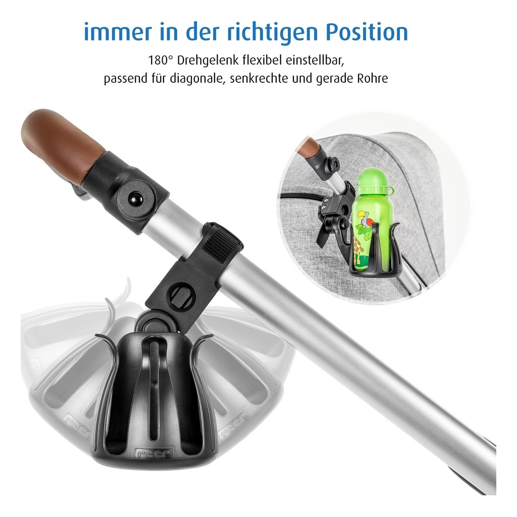 reer Getrnkehalter Clip and Go Kinderwagenhalter 4mybaby