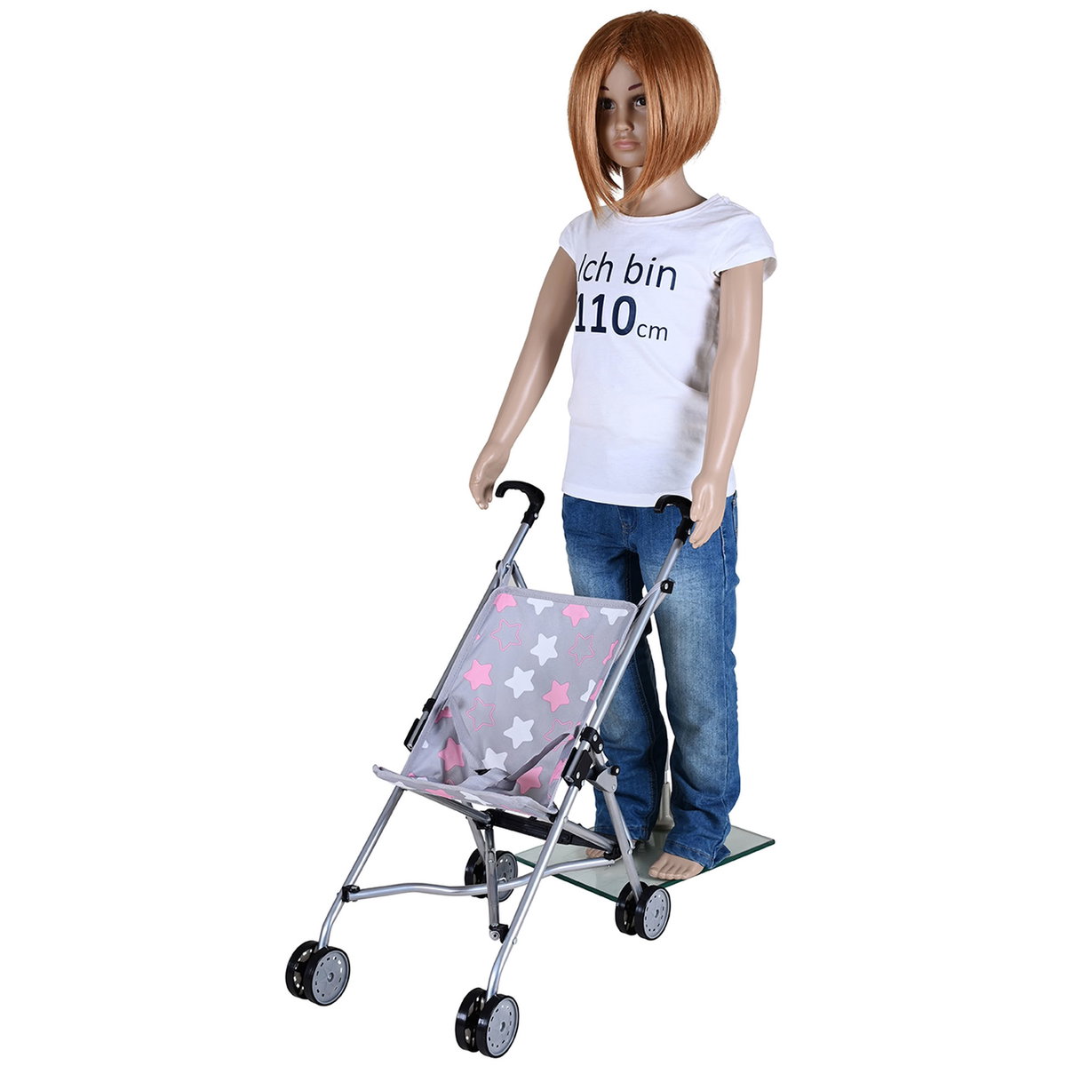 Knorrtoys Boonk Puppenwagen Star Grey Pink – Verstellbarer Kombi-Kinderwagen Für Puppen Bis 52 Cm