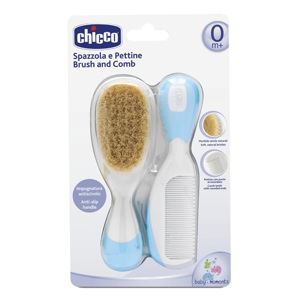 Chicco comb and natural brush blue
