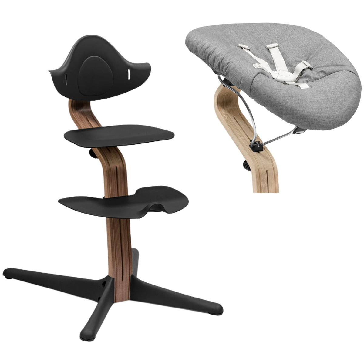 Product Image for STOKKE Sedia Nomi in noce con set per neonati nero grigio sabbia LegnoPlastica