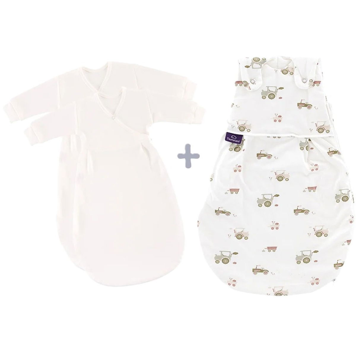 Zwei weisse Baby Schlafs&auml;cke mit &Auml;rmeln plus Schlafsack mit