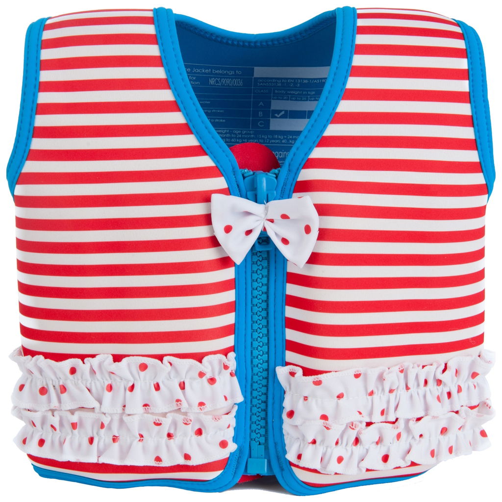 Product Image for Konfidence Schwimmweste streifen rot Grösse 4-5 Jahre