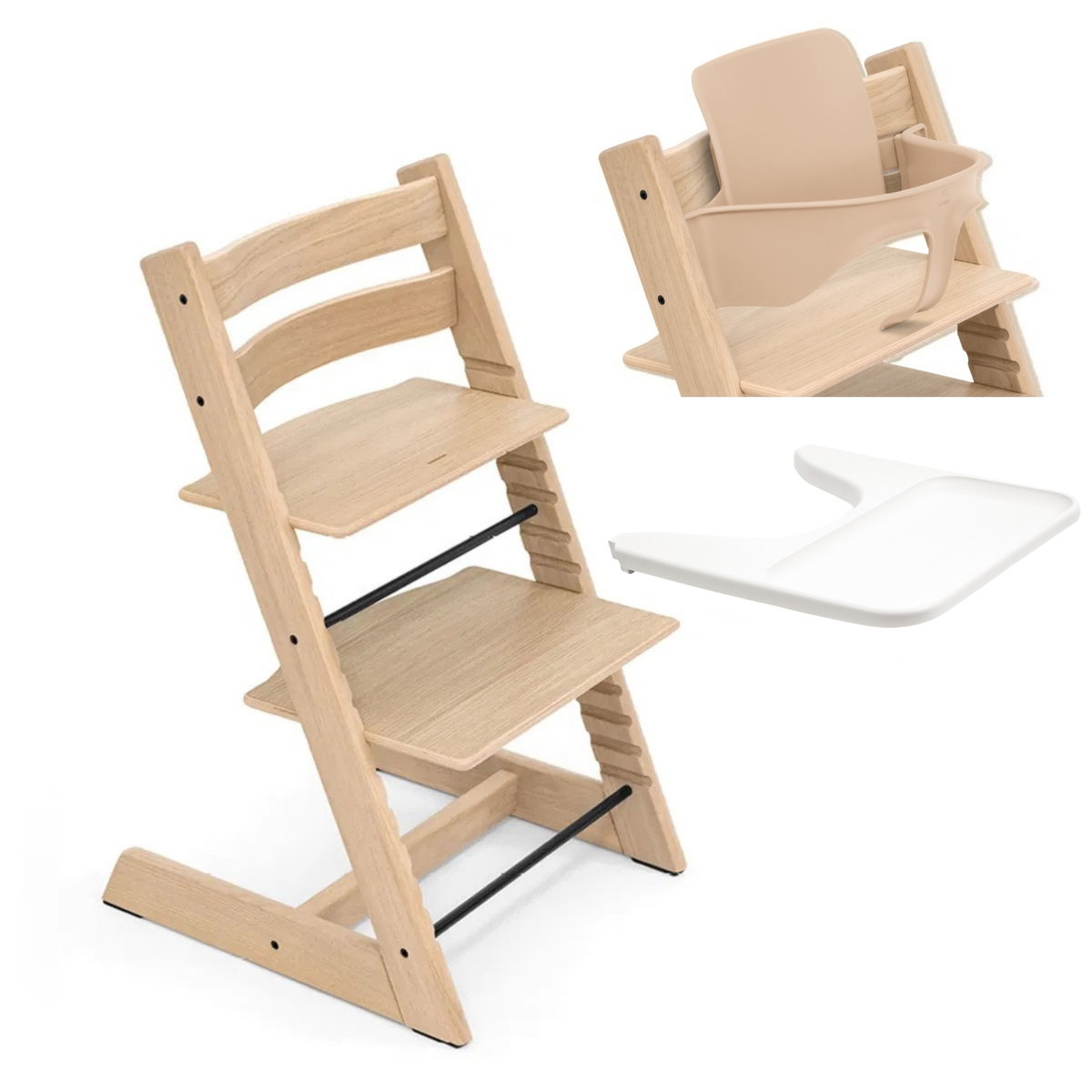 Product Image for STOKKE Tripp Trapp Oak Hochstuhl mit Baby Set2 und Tray V2 natural Holz