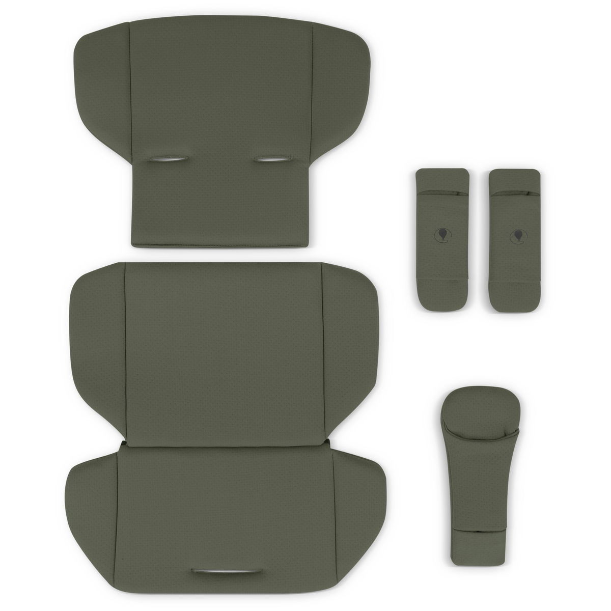 Fünfteiliges olivgrünes Sitzpolster Set für Kinderwagen von
