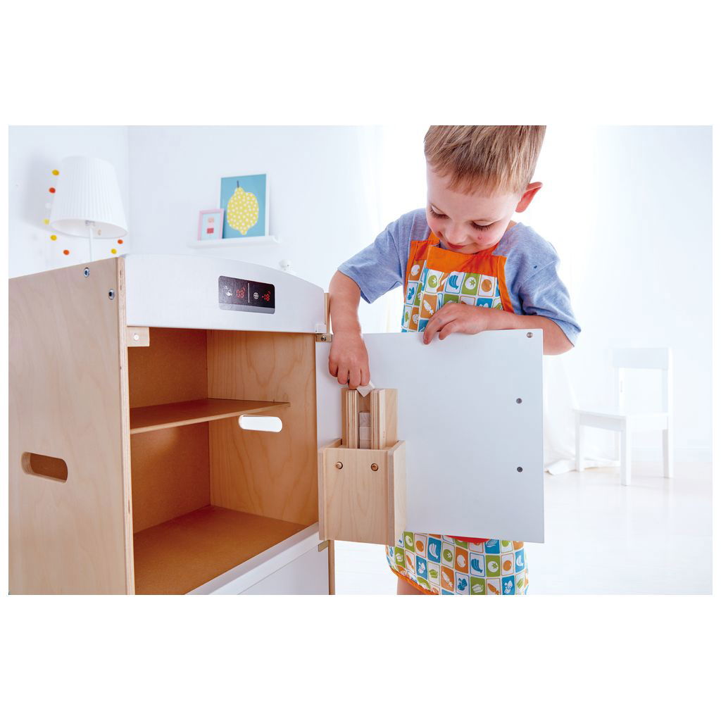 Hape White Fridge with Freezer Compartment Toys for Kids Room