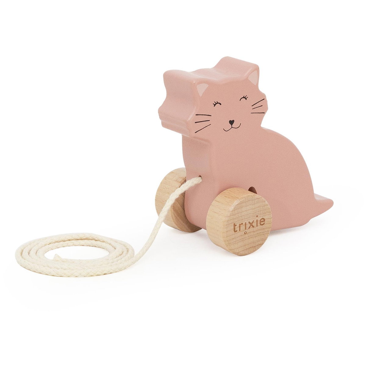 Product Image for trixie Petit animal à tirer en bois mrs. cat
