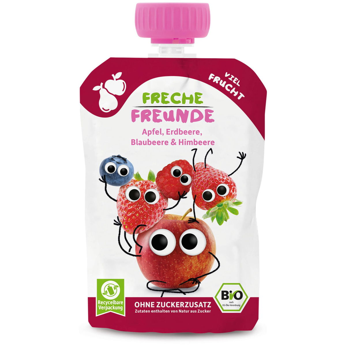 Product Image for Freche Freunde Bio Pouch Apfel Erdbeere Blaubeere und Himbeere