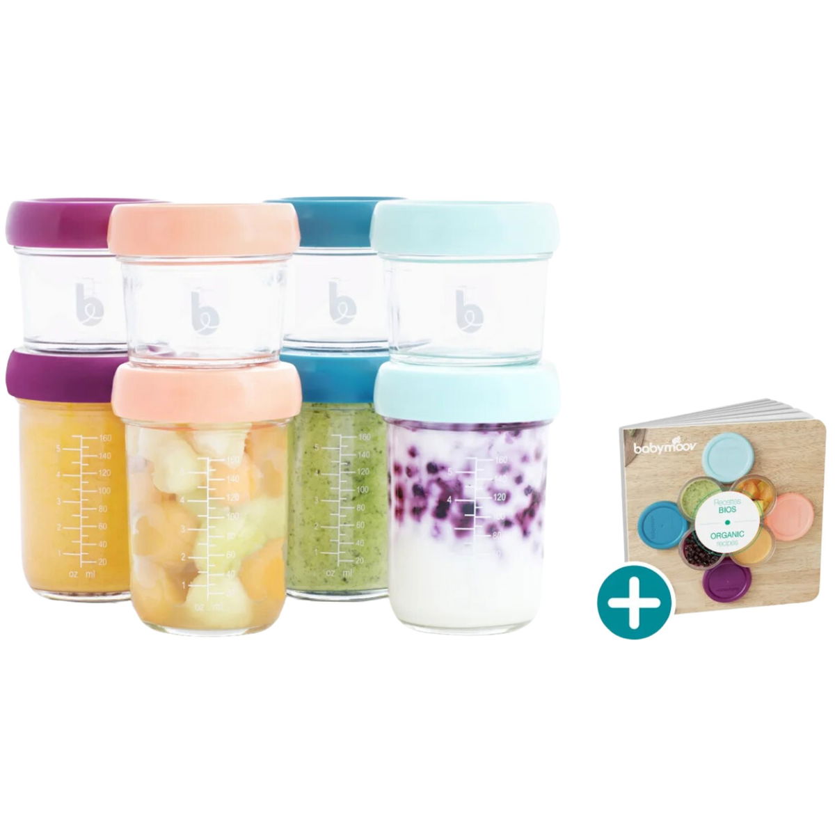 Babymoov Glas Babybols Multiset mit Rezeptbuch im 4mybaby.ch Online-Shop für Babyartikel
