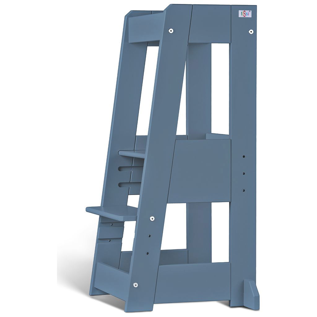 Blauer Holz-Lernturm mit Stufen und Sicherheitsbrüstung