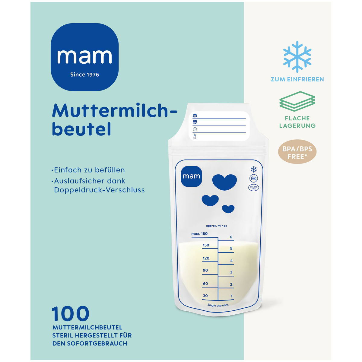 Product Image for Sachets de lait maternel MAM 180ml