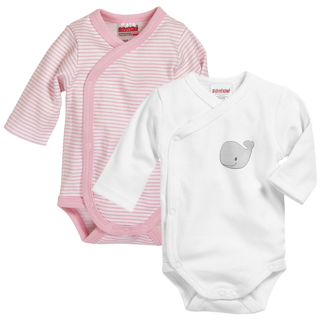 Product Image for Schnizler Long Sleeve Swaddling Bodysuit Whale 2 Pack white/pink Size 50