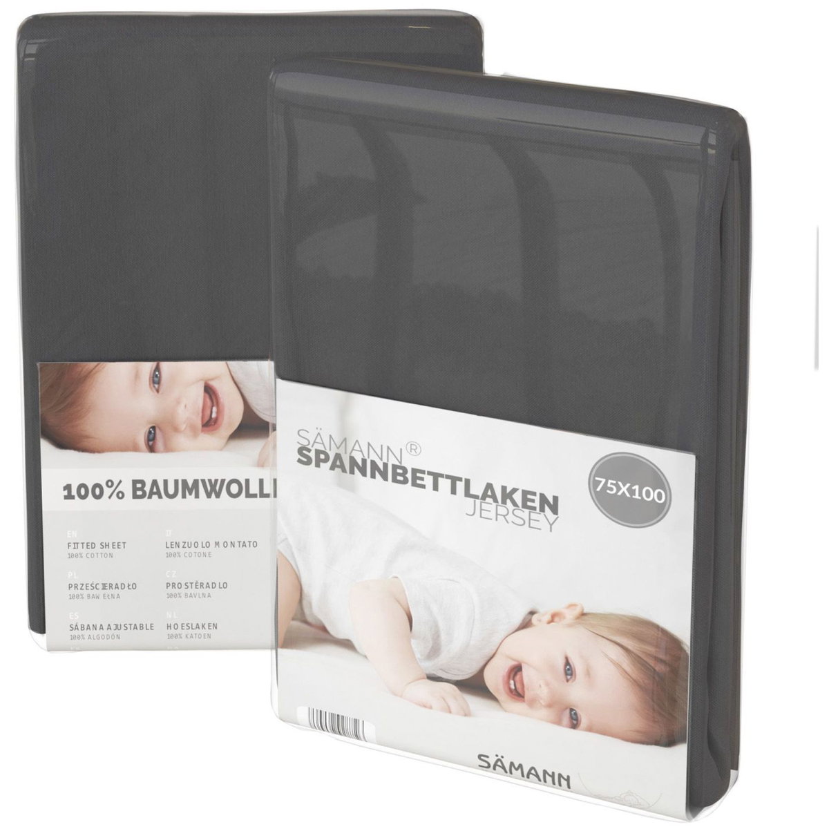 Product Image for SÄMANN Playpen fixed sheet anthracite Size 75x100 cm