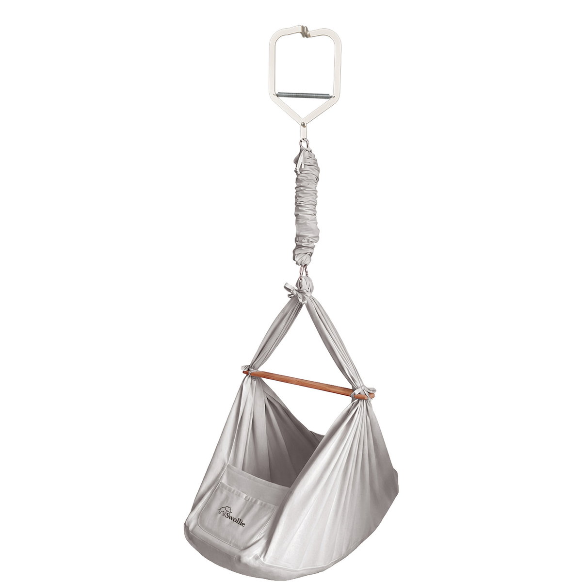 Product Image for Swollie Premium Federwiege C-Swing mit Türklammer grau Modell Schafwoll Matratze
