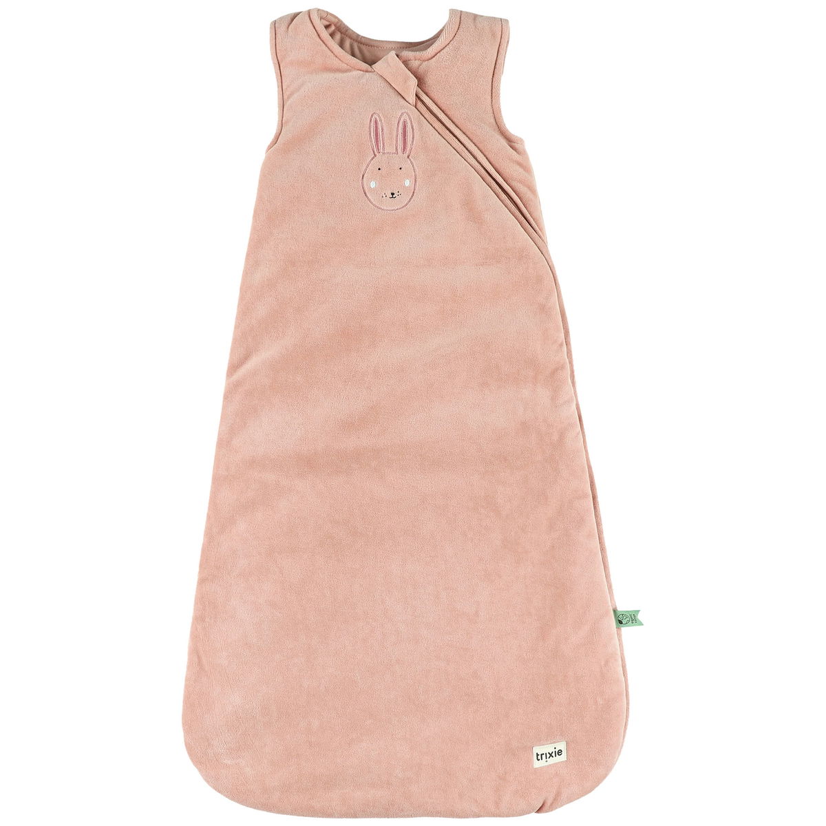 Rosa Babyschlafsack ohne Ärmel mit aufgesticktem Hasengesich