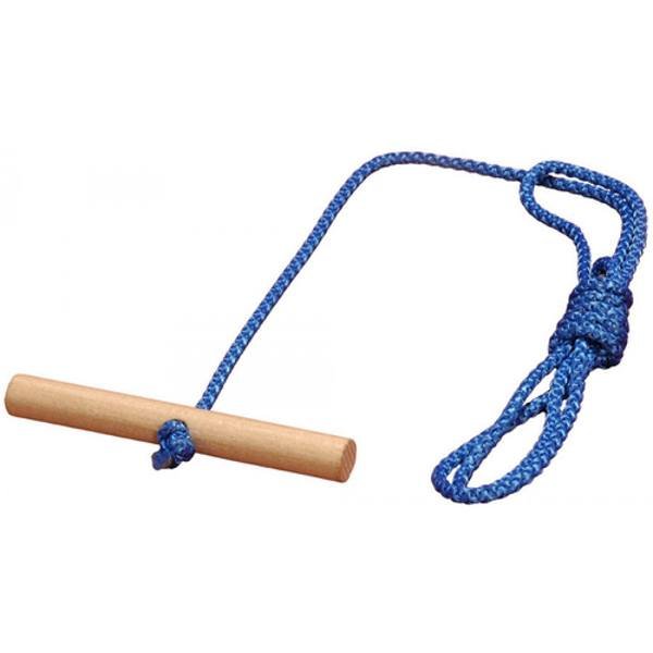 Sledge pull rope with wooden handle