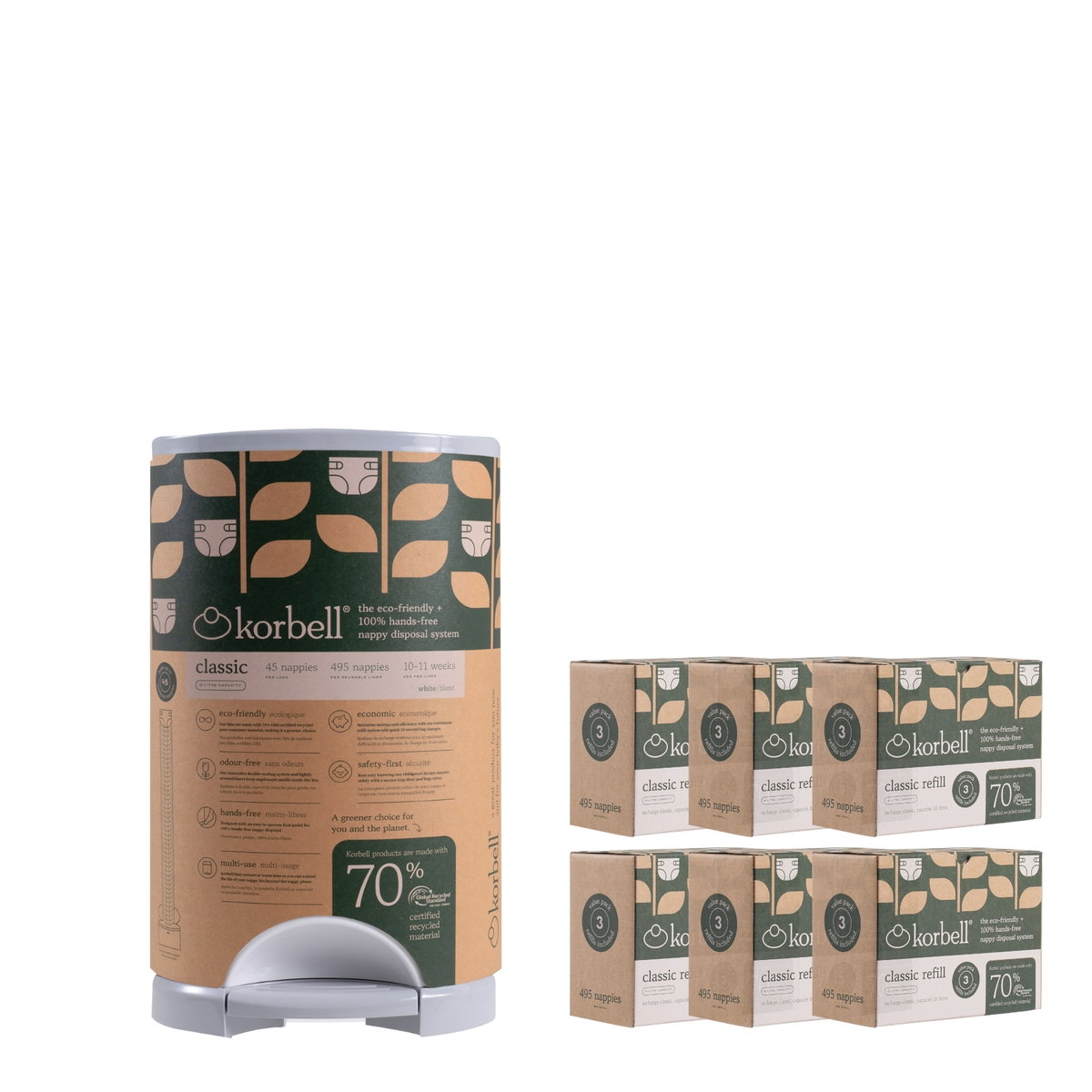 Product Image for Korbell diaper pail set recycled Package size Pack of 18