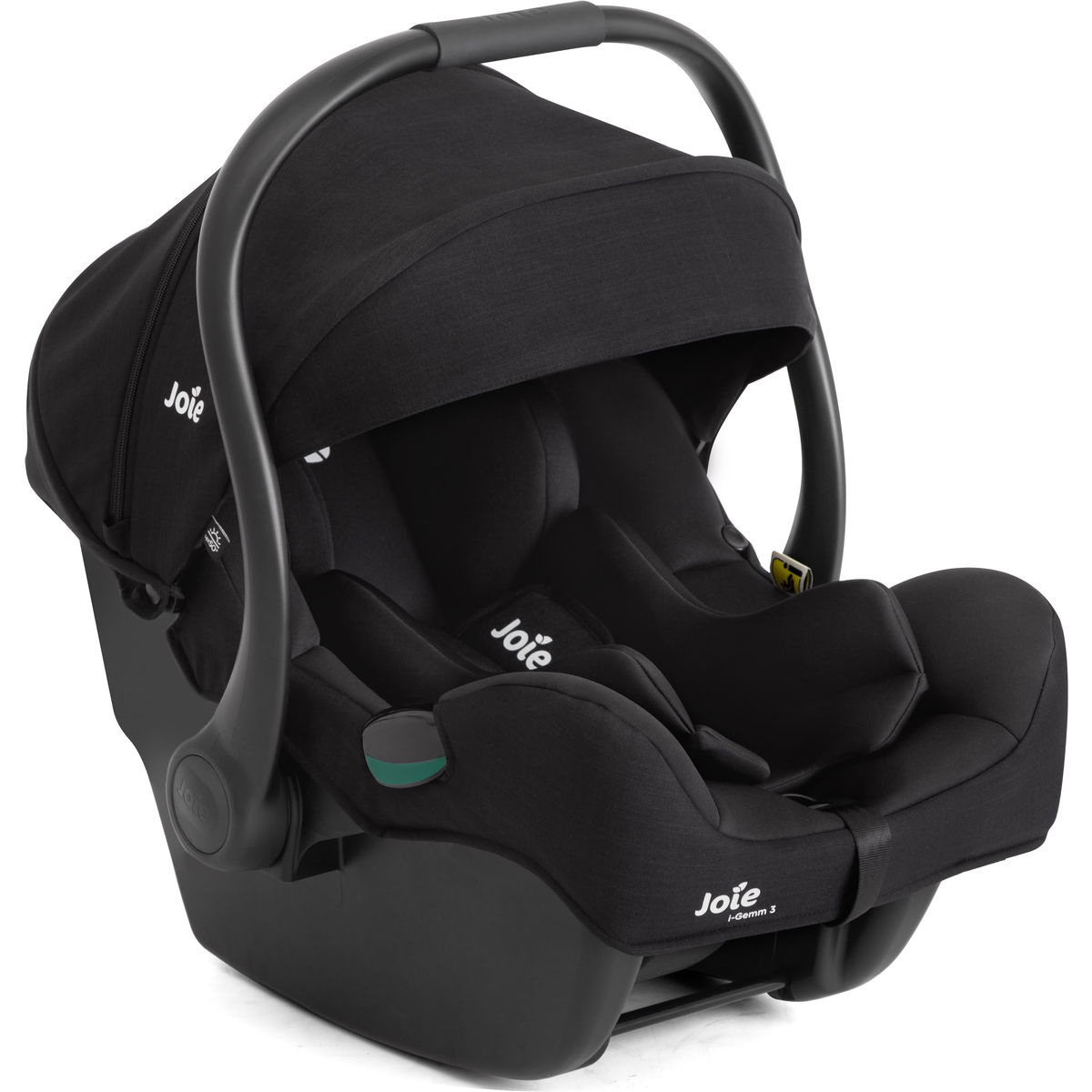 Schwarze Babyschale mit Sonnenverdeck und Tragegriff