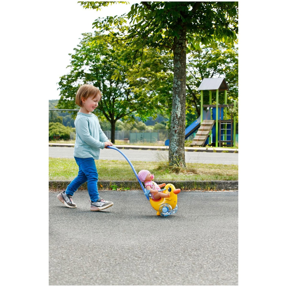 BABY born Schiebe-Berta - avec Guidon et Roues fonctionnelles - pour poupées de 36 cm et 43 cm - Accessoires de Haute qualité pour poupées - Convient aux Enfants à partir de